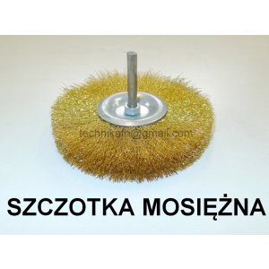 Szczotka tarczowa mosiężna   fi  80 z trzpieniem fi 6