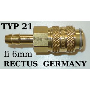 Szybkozłączka TYP 21 z końcówką na wąż fi 6mm    RECTUS