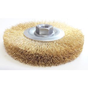 Szczotka tarczowa mosiężna  fi 120 z gwintem M-14